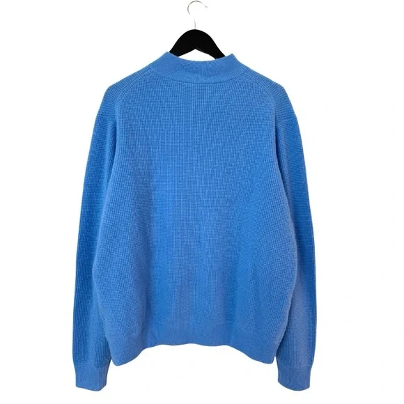 Alashan‎ Cashmere Waffle-Knit Quarter-Zip Sweater Blue Medium Pullover Luxury
